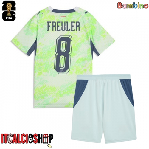 Svizzera Remo Freuler #8 Seconda Maglia Bambino Mondiali 2026 Manica Corta (+ Pantaloni corti)